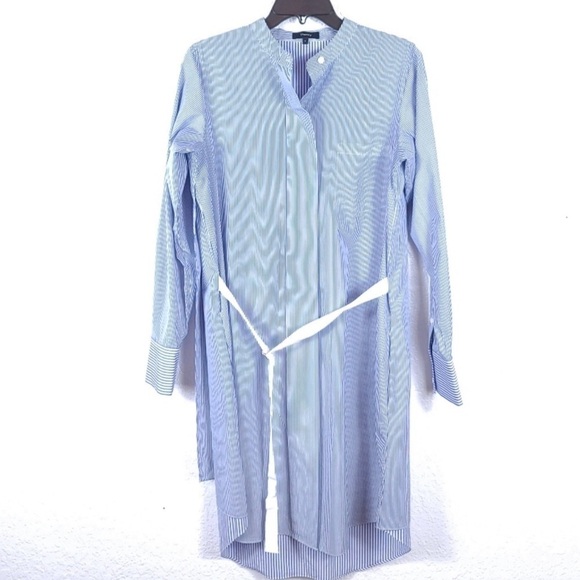 Theory Jodalee Taff Striped Poplin Shirt Dress Blue White Size 2 - Picture 3 of 12